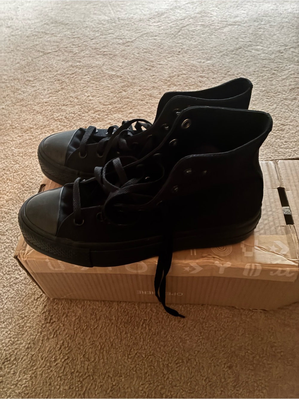 Converse. Custom all black high top sneakers. Brand new Never worn - Picture 1 of 2